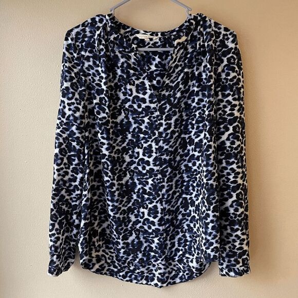 Rebecca Taylor Silk Blue Leopard Print Blouse Size 6 - Picture 1 of 2